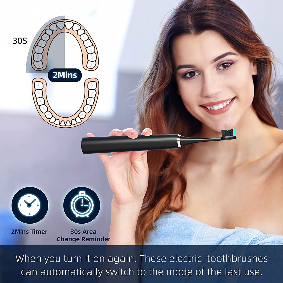 Mitimi Electric Toothbrush, Rechargeable Power Sonic Toothbrush with 4